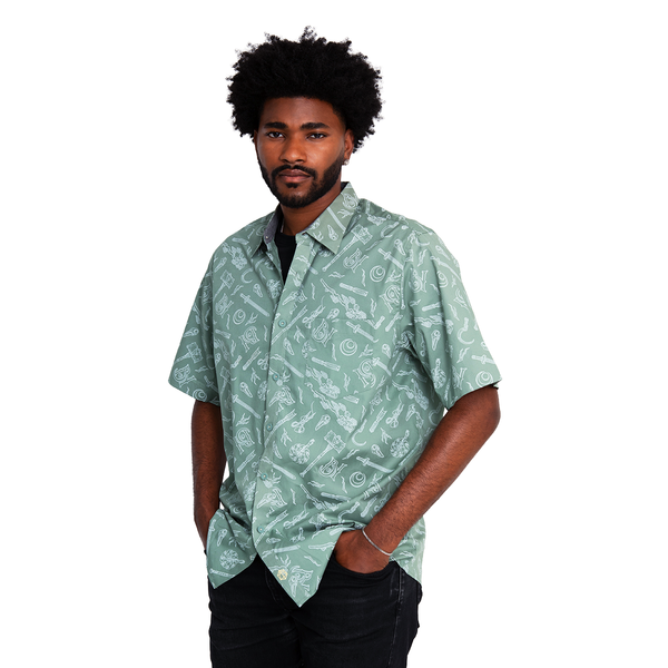 Bells Hells Weapons Button Down Short Sleeve Shirt